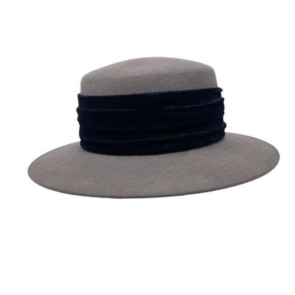 VTG Gwenn Pennington Michael Howard 100% Wool Gray Hat Fancy Chin Strap‎ Winter main image 7